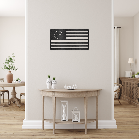 1776 American Flag Custom Made Metal Signs - Patriotic Black Metal Wall Art Decor | Home Accent Studio