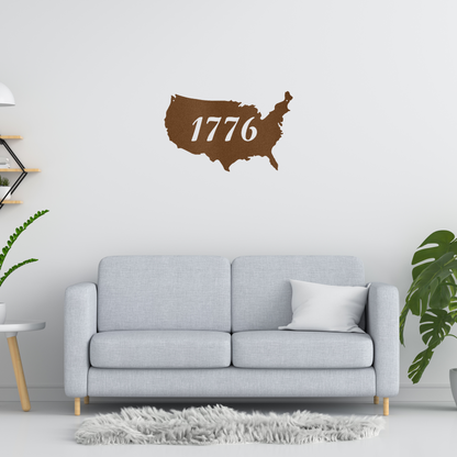 1776 USA Custom Made Metal Signs - Copper Patriotic Metal Wall Art Decor | Home Accent Studio