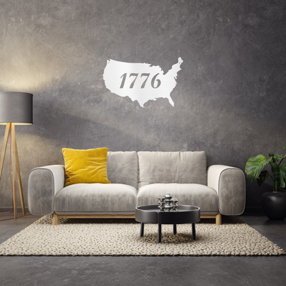 1776 USA Custom Made Metal Signs - White Patriotic Metal Wall Art Decor | Home Accent Studio