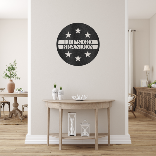 6 Star Monogram Custom Made Metal Sign - Patriotic Black Metal Wall Art Decor | Home Accent Studio