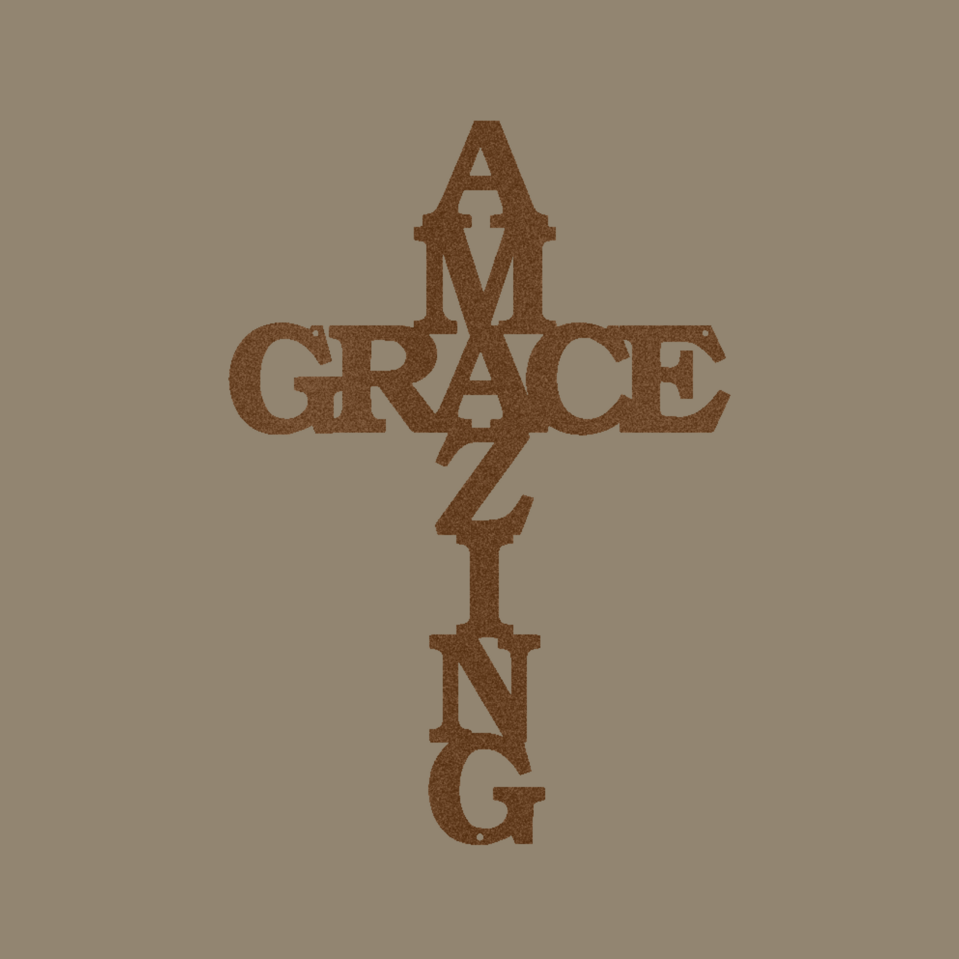 Amazing Grace Cross Custom Made Metal Signs - Copper Christian Metal Wall Art Decor | Home Accent Studio