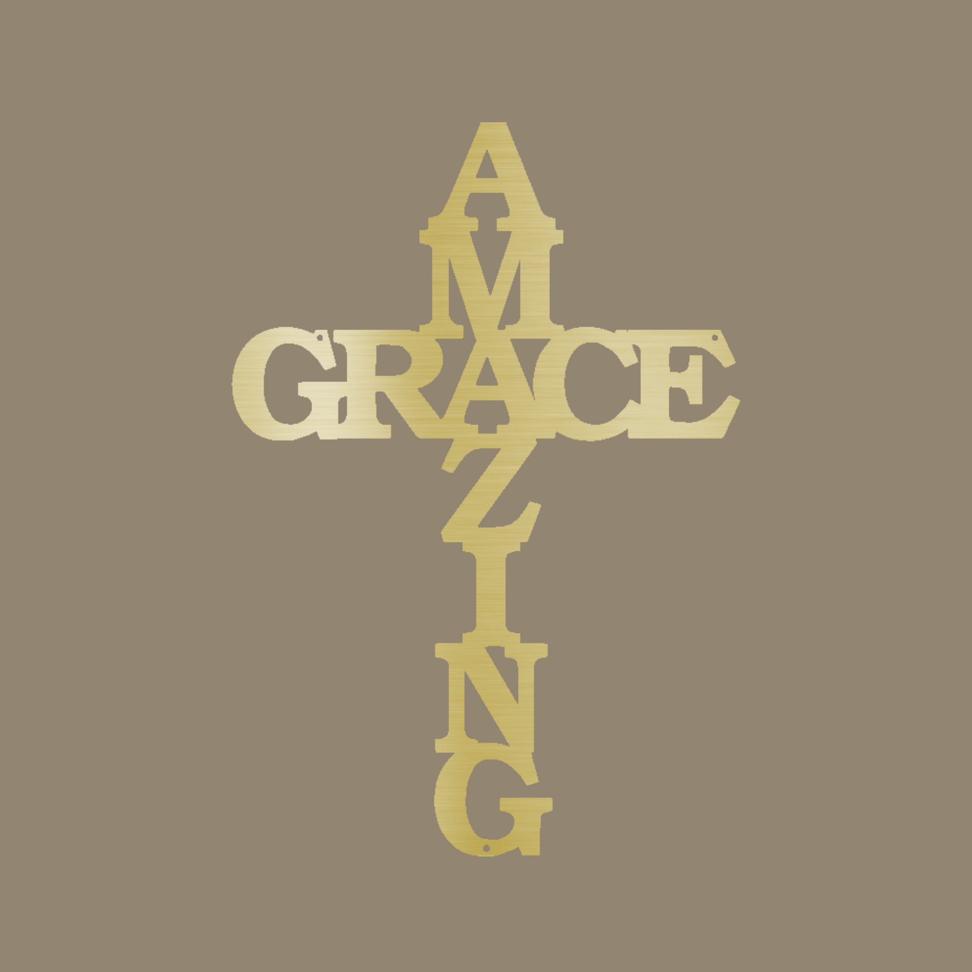 Amazing Grace Cross Custom Made Metal Signs - Gold Christian Metal Wall Art Decor | Home Accent Studio