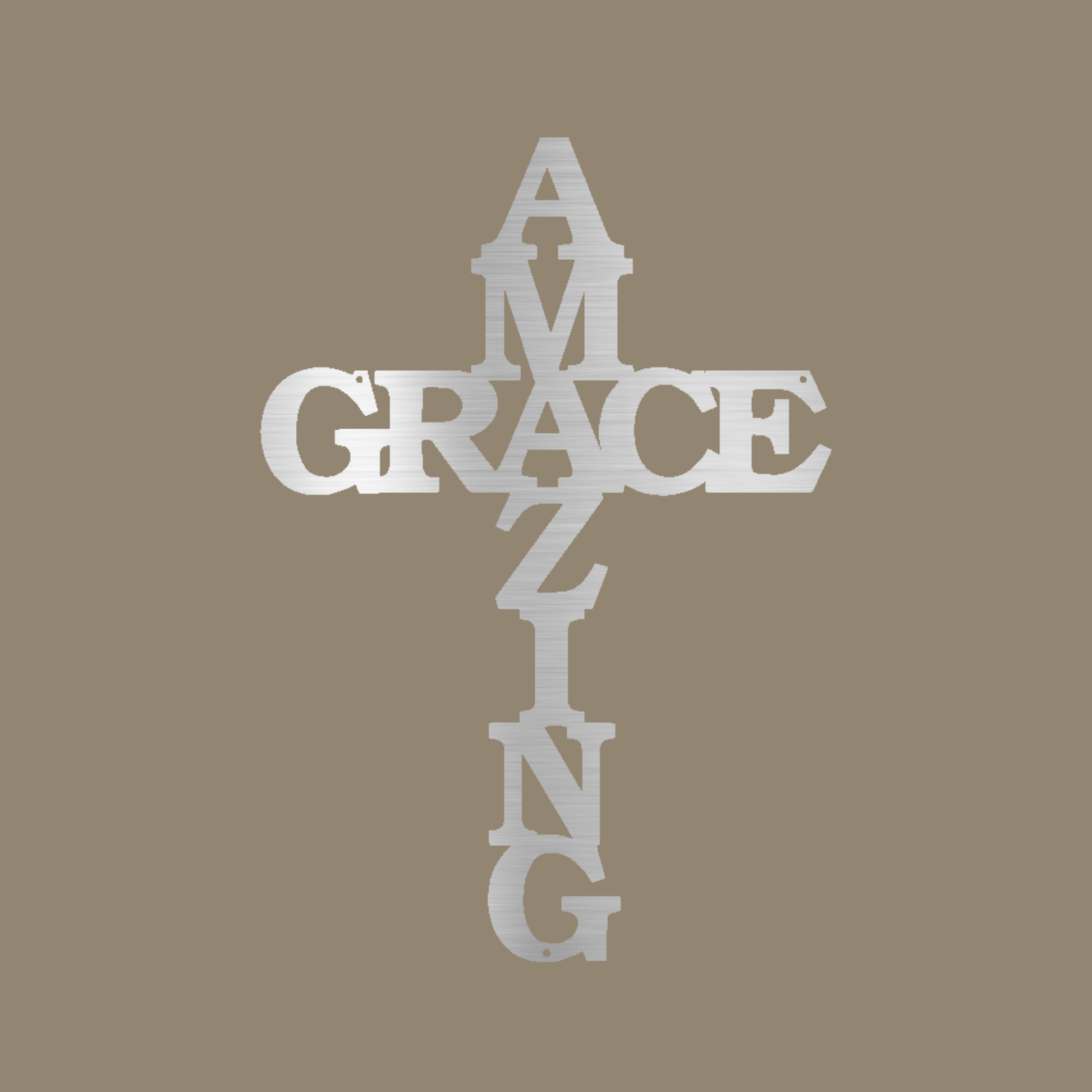 Amazing Grace Cross Custom Made Metal Signs - Silver Christian Metal Wall Art Decor | Home Accent Studio