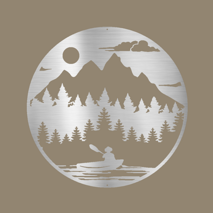 Custom Metal Wall Decor - 'Canoe the Wild' Wildlife Scenery Silver Metal Wall Art | Home Accent Studio