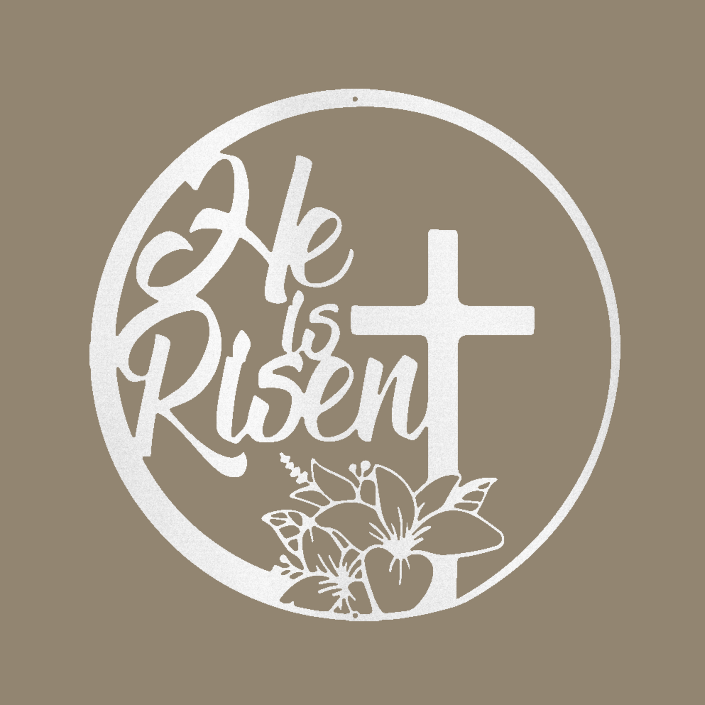 Custom Metal Wall Decor - 'He is Risen' White Faith Based Christian Metal Wall Art | Home Accent Studio