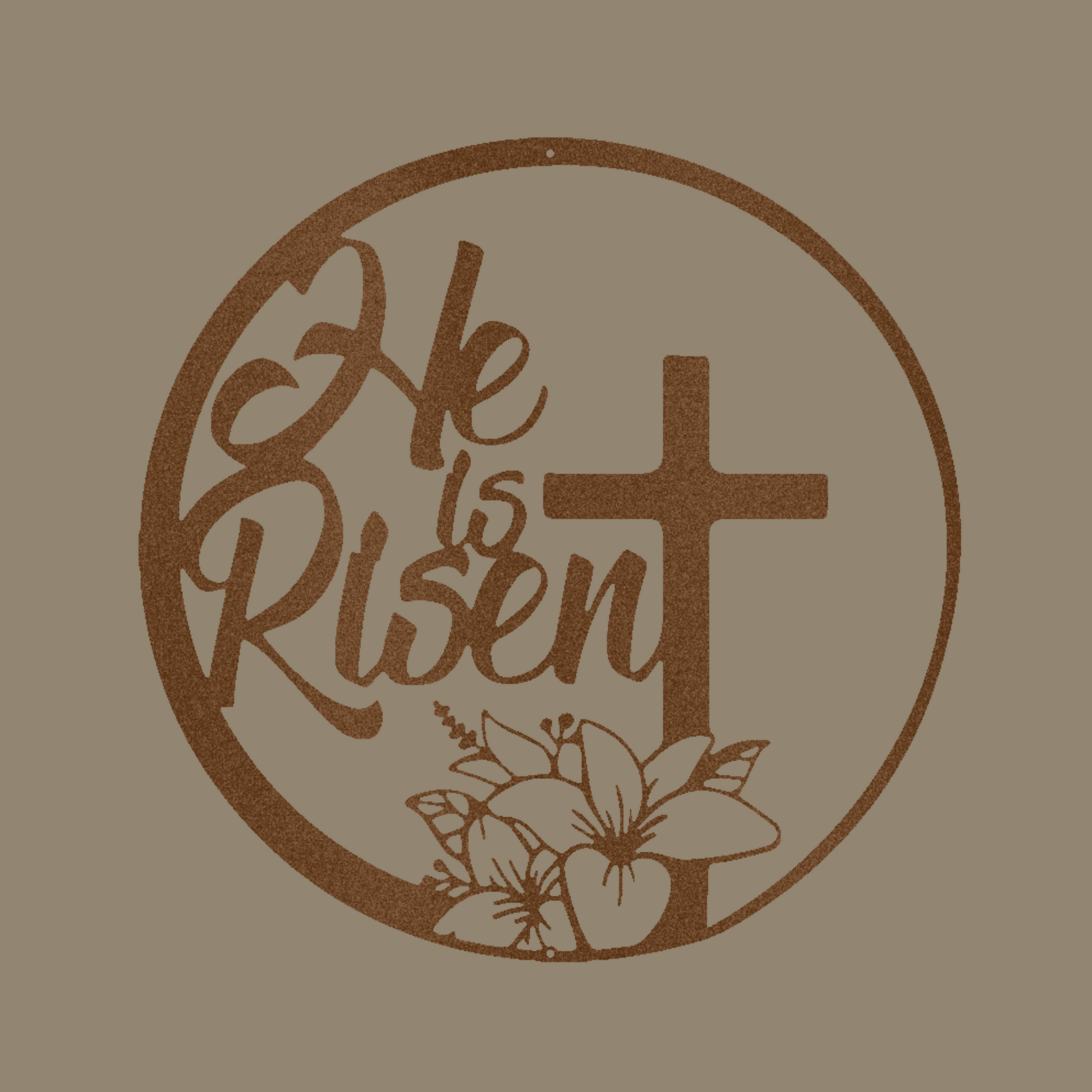 Custom Metal Wall Decor - 'He is Risen' Copper Faith Based Christian Metal Wall Art | Home Accent Studio