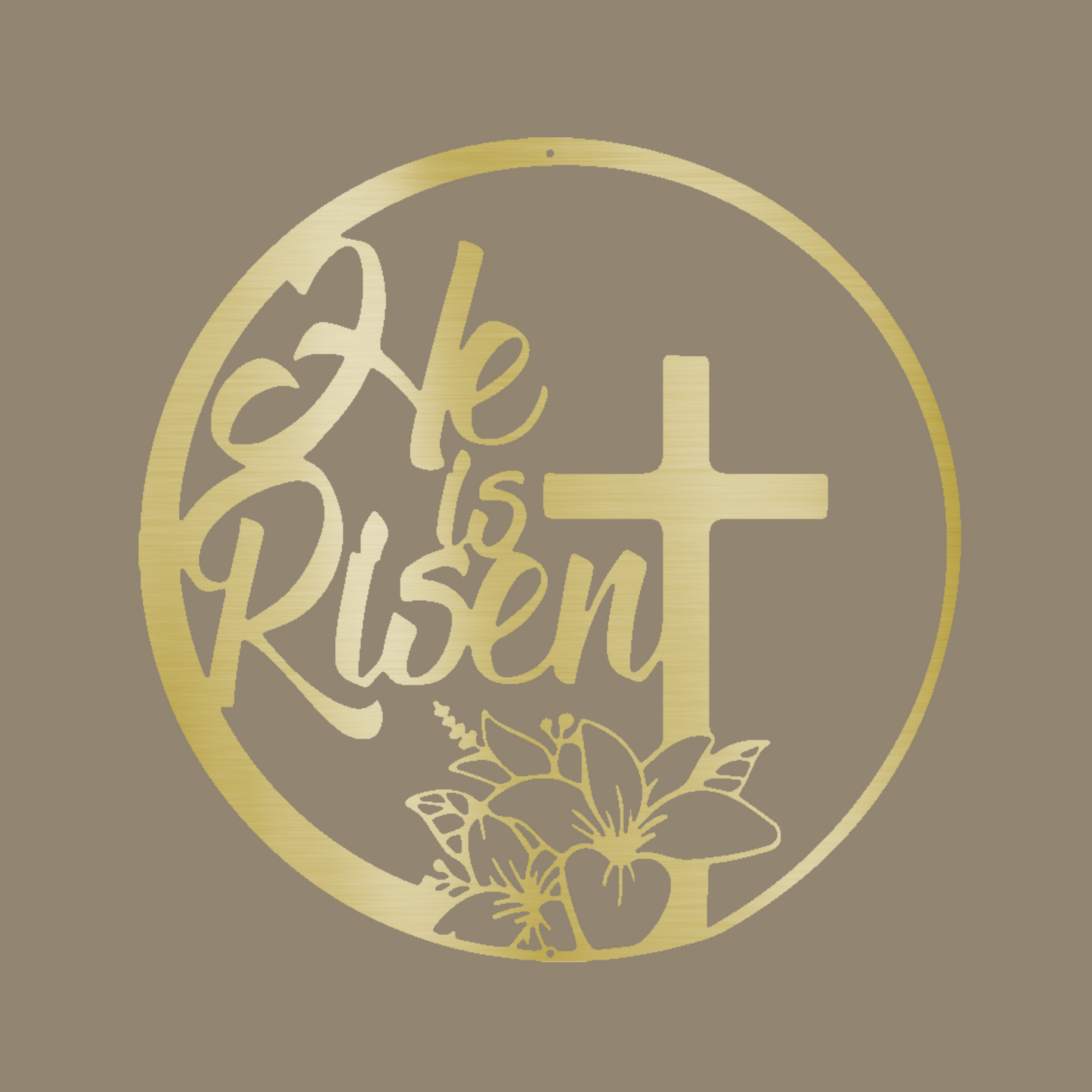 Custom Metal Wall Decor - 'He is Risen' Gold Faith Based Christian Metal Wall Art | Home Accent Studio