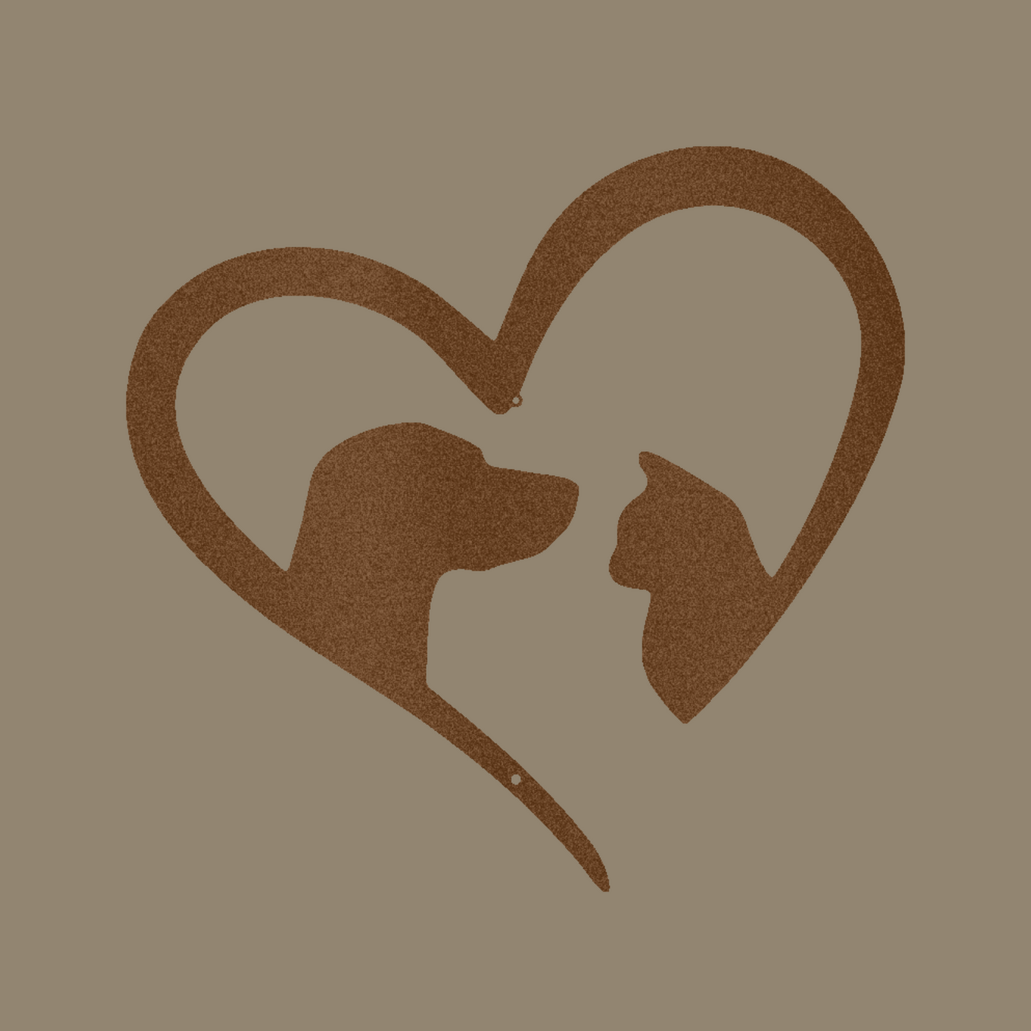 Pet Love Catdog Heart Sign| Heart Drawing With Dog Outline and Cat Outline Copper Wall Art | Home Accent Studio