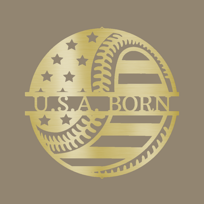 America's Pastime Custom Made Metal Signs - Gold Baseball Metal Wall Art Decor | Home Accent Studio