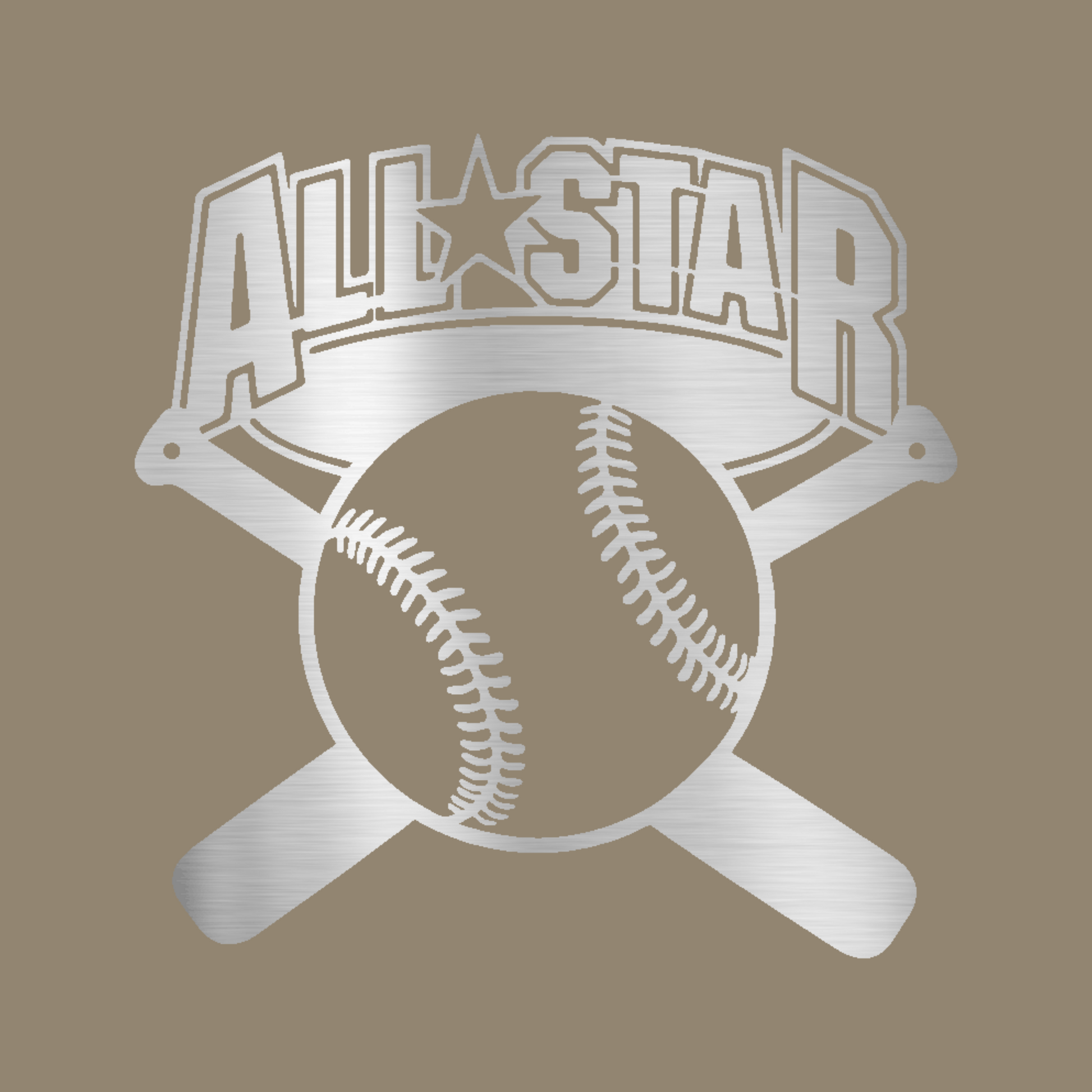 All-Star Baseball Custom Made Metal Signs - Baseball Silver Metal Wall Art Decor | Home Accent Studio