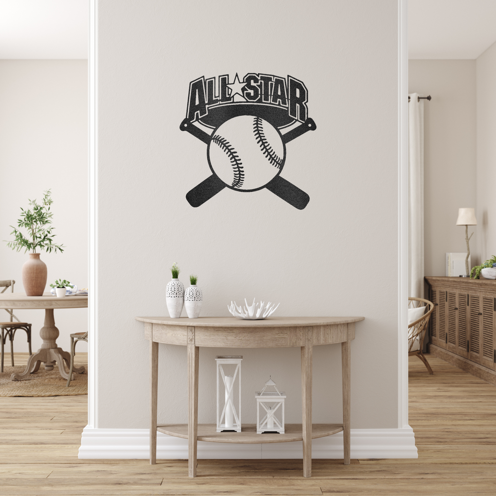 All-Star Baseball Custom Made Metal Signs - Baseball Black Metal Wall Art Decor | Home Accent Studio