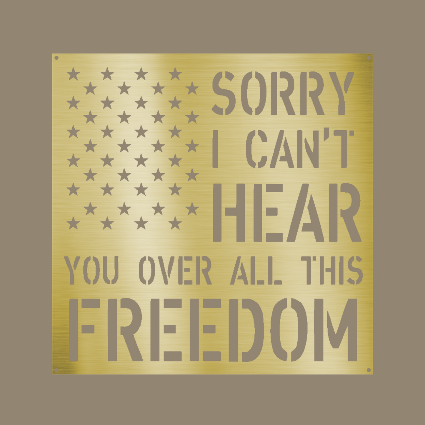 All This Freedom Flag Custom Made Metal Signs - Gold Patriotic Metal Wall Art Decor | Home Accent Studio