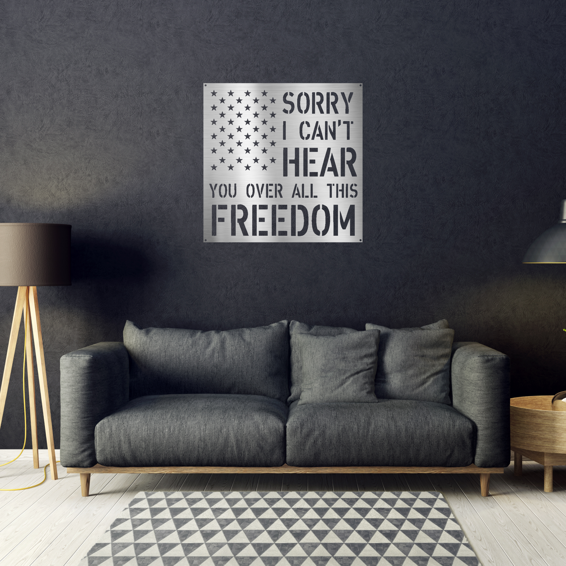 All This Freedom Flag Custom Made Metal Signs - Silver Patriotic Metal Wall Art Decor | Home Accent Studio