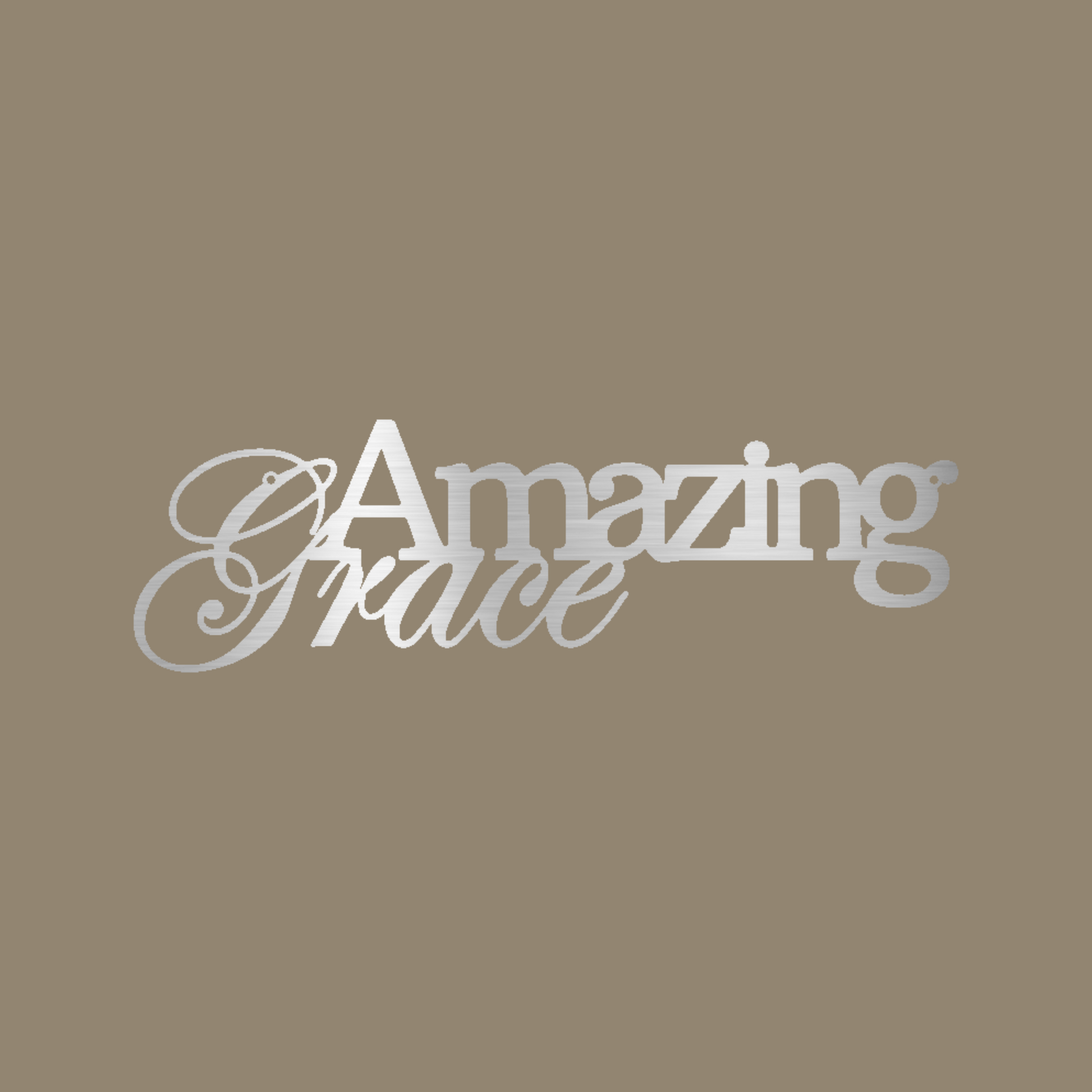 Amazing Grace Script Custom Made Metal Signs - Christian Silver Metal Wall Art Decor | Home Accent Studio