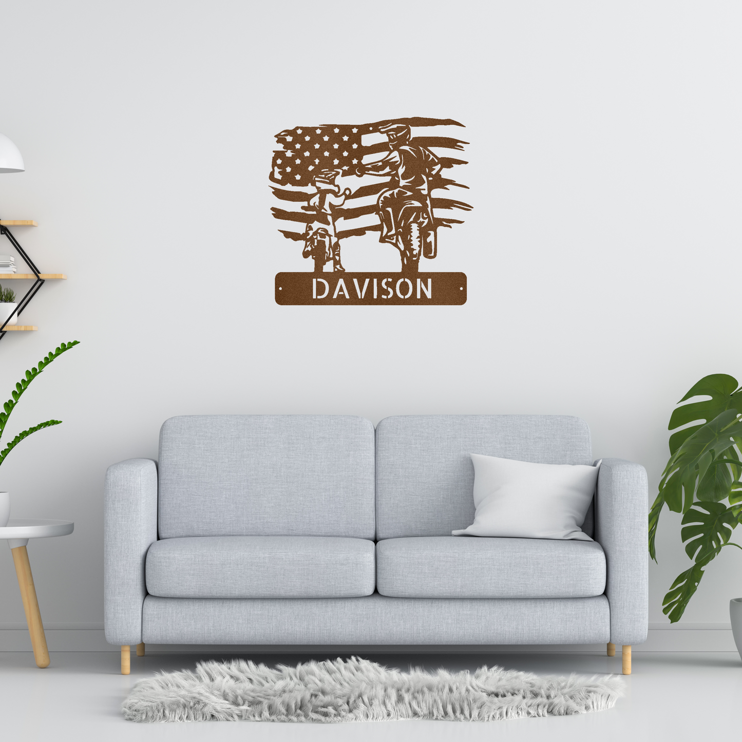 American Motocross Family Monogram Custom Made Metal Signs - Motocross Copper Metal Wall Art Decor | Home Accent Studio