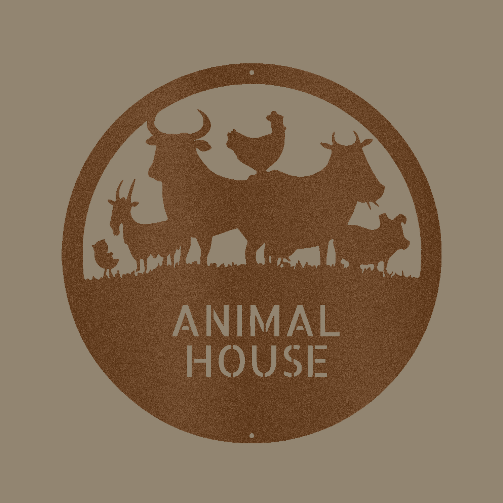 Animal House Monogram Custom Made Metal Signs - Farm Life Copper Metal Wall Art Decor | Home Accent Studio