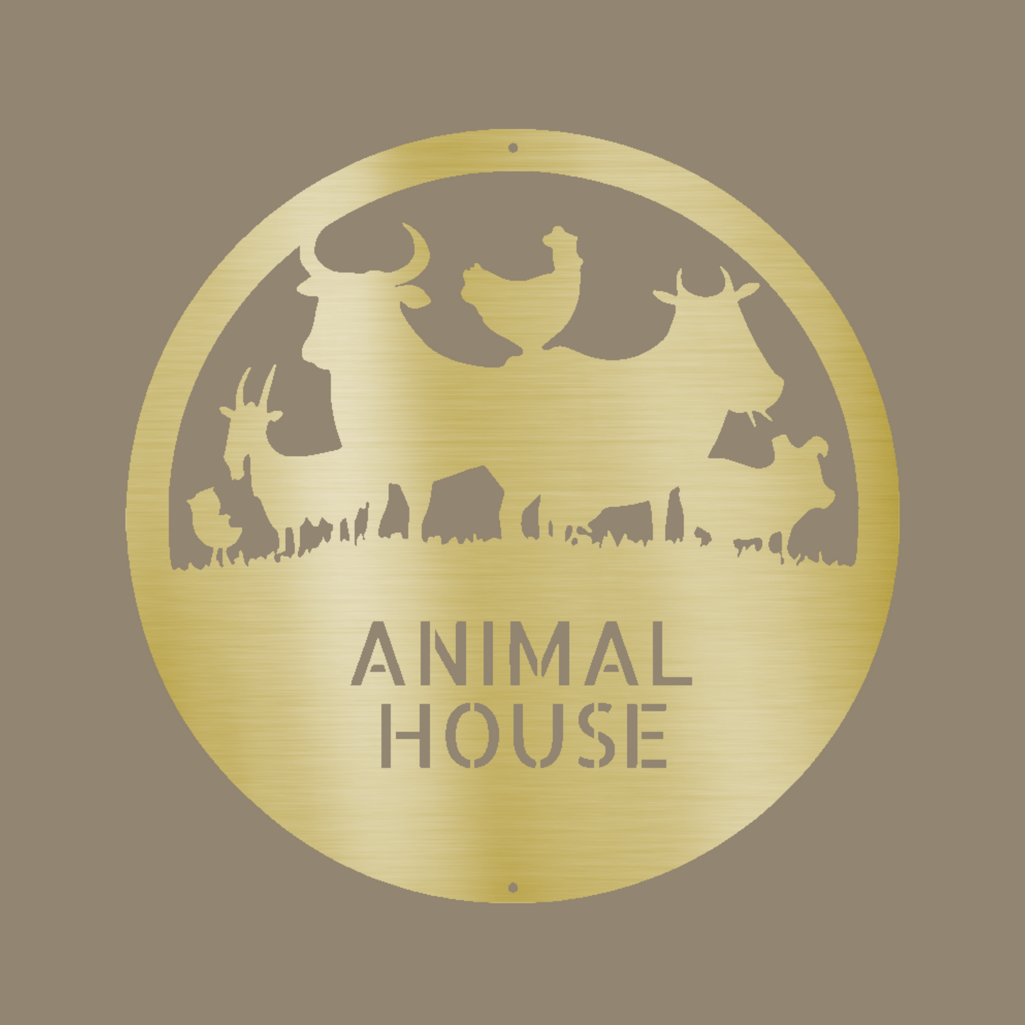 Animal House Monogram Custom Made Metal Signs - Farm Life Gold Metal Wall Art Decor | Home Accent Studio