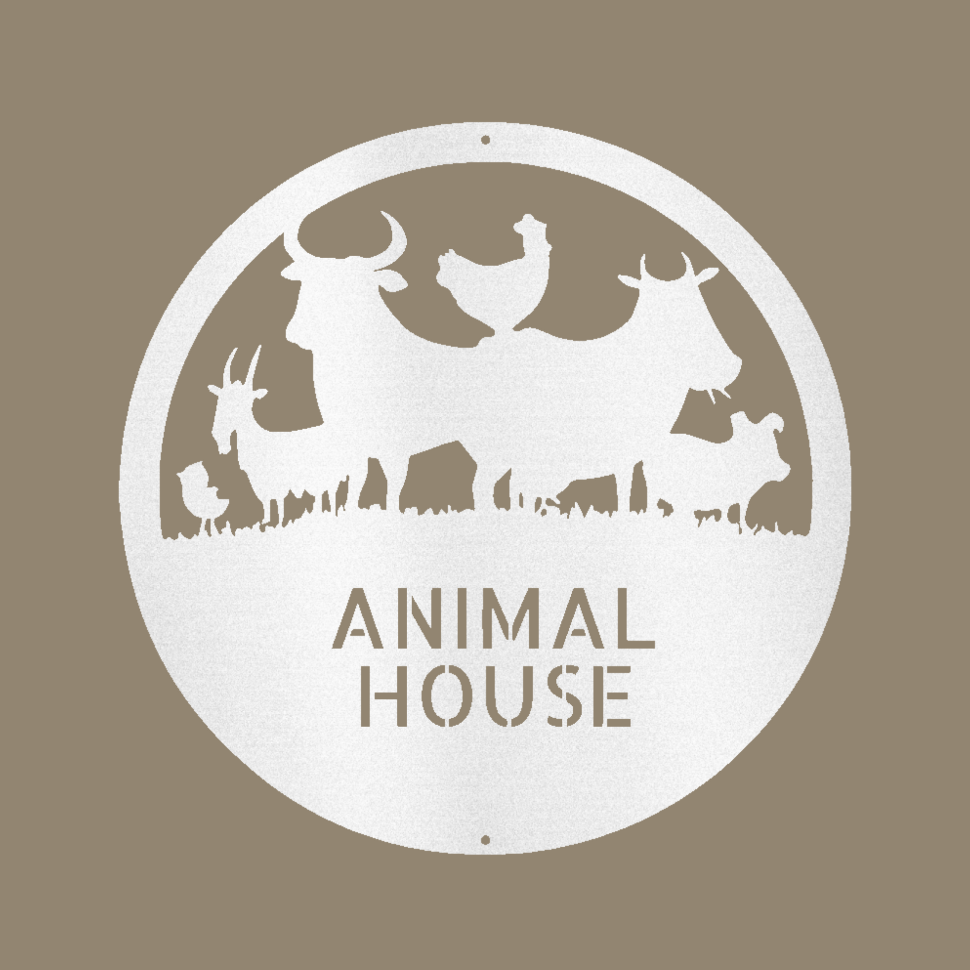 Animal House Monogram Custom Made Metal Signs - Farm Life White Metal Wall Art Decor | Home Accent Studio