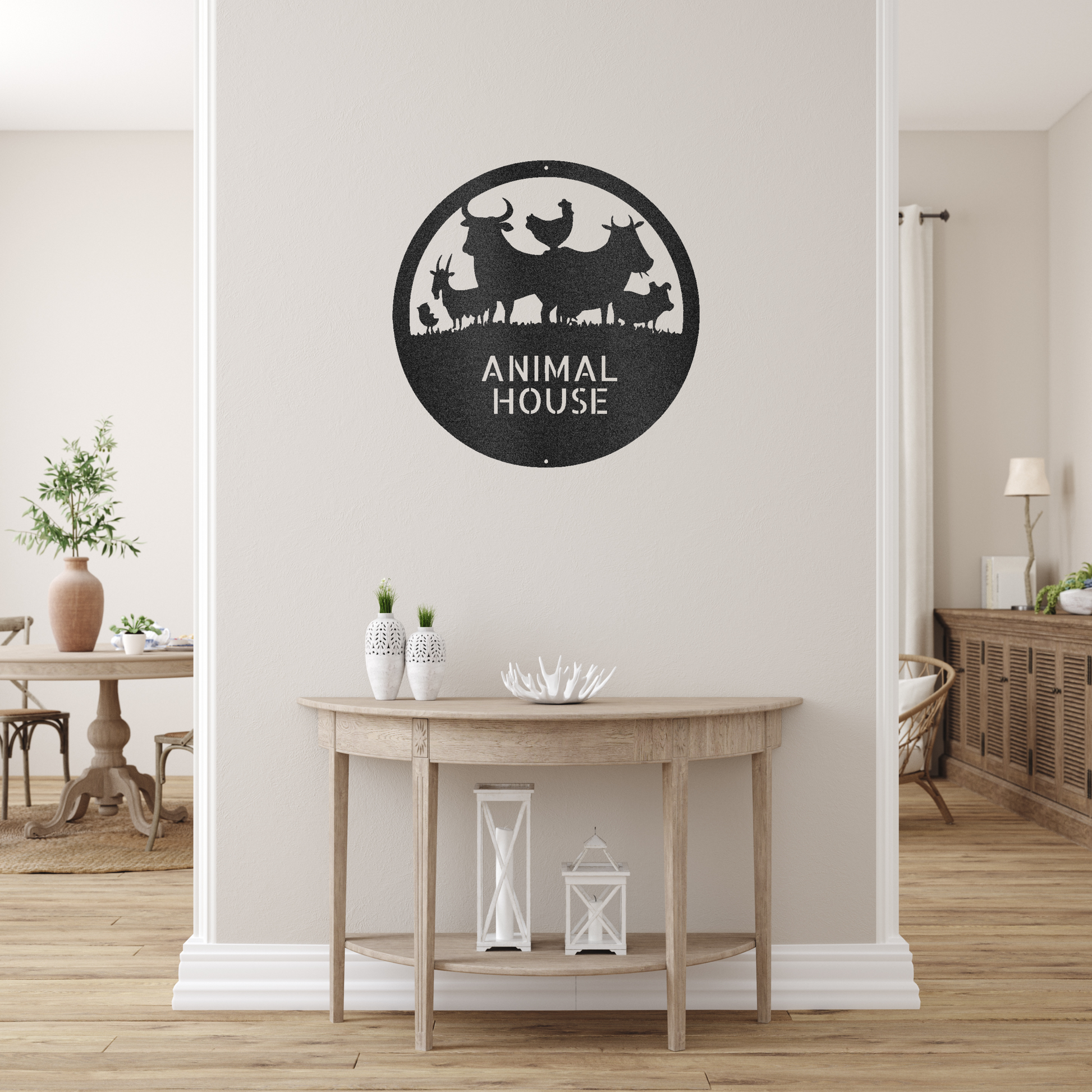 Animal House Monogram Custom Made Metal Signs - Farm Life Black Metal Wall Art Decor | Home Accent Studio