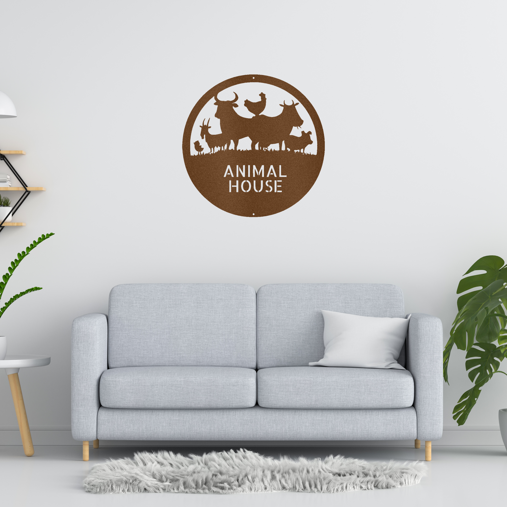 Animal House Monogram Custom Made Metal Signs - Farm Life Copper Metal Wall Art Decor | Home Accent Studio