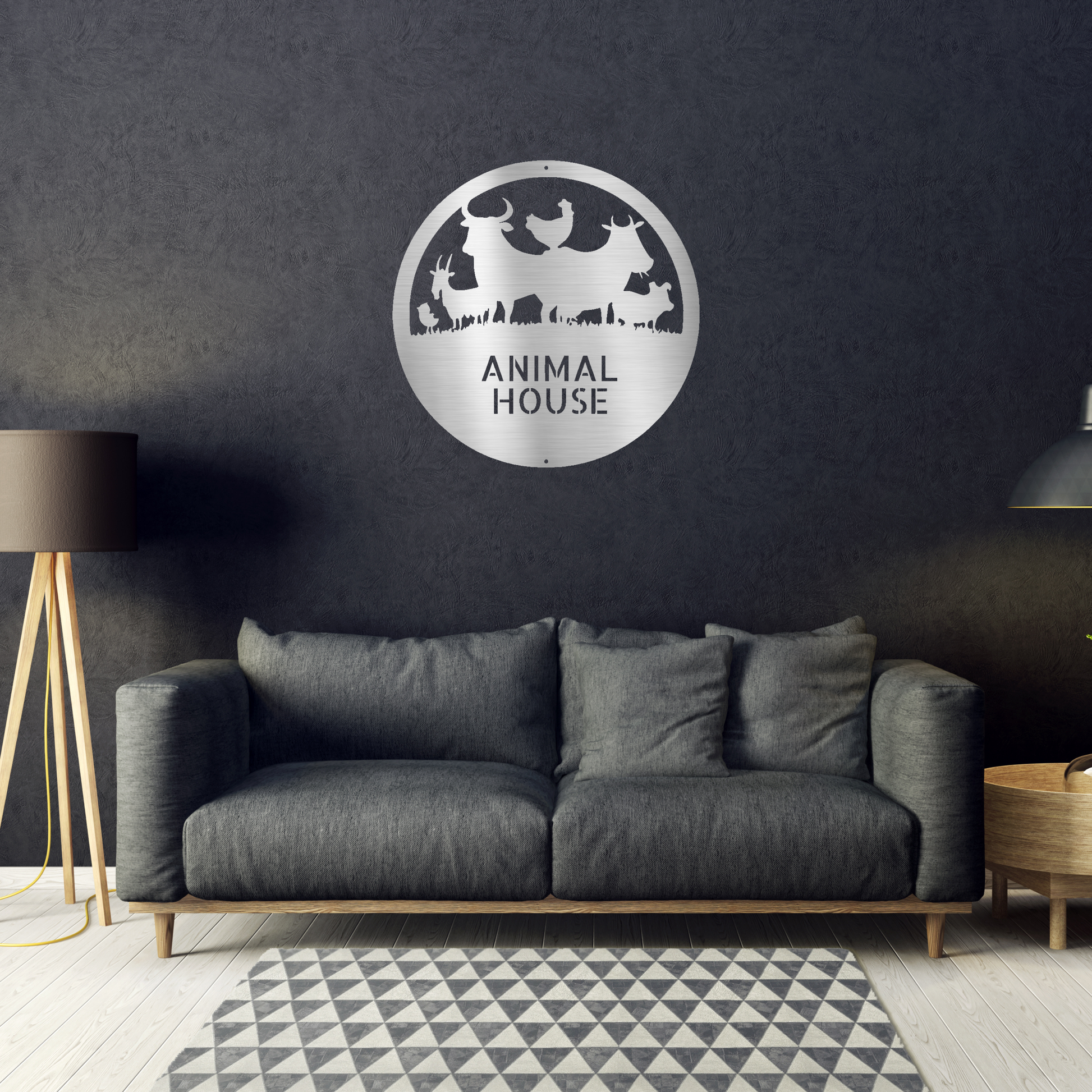 Animal House Monogram Custom Made Metal Signs - Farm Life Silver Metal Wall Art Decor | Home Accent Studio