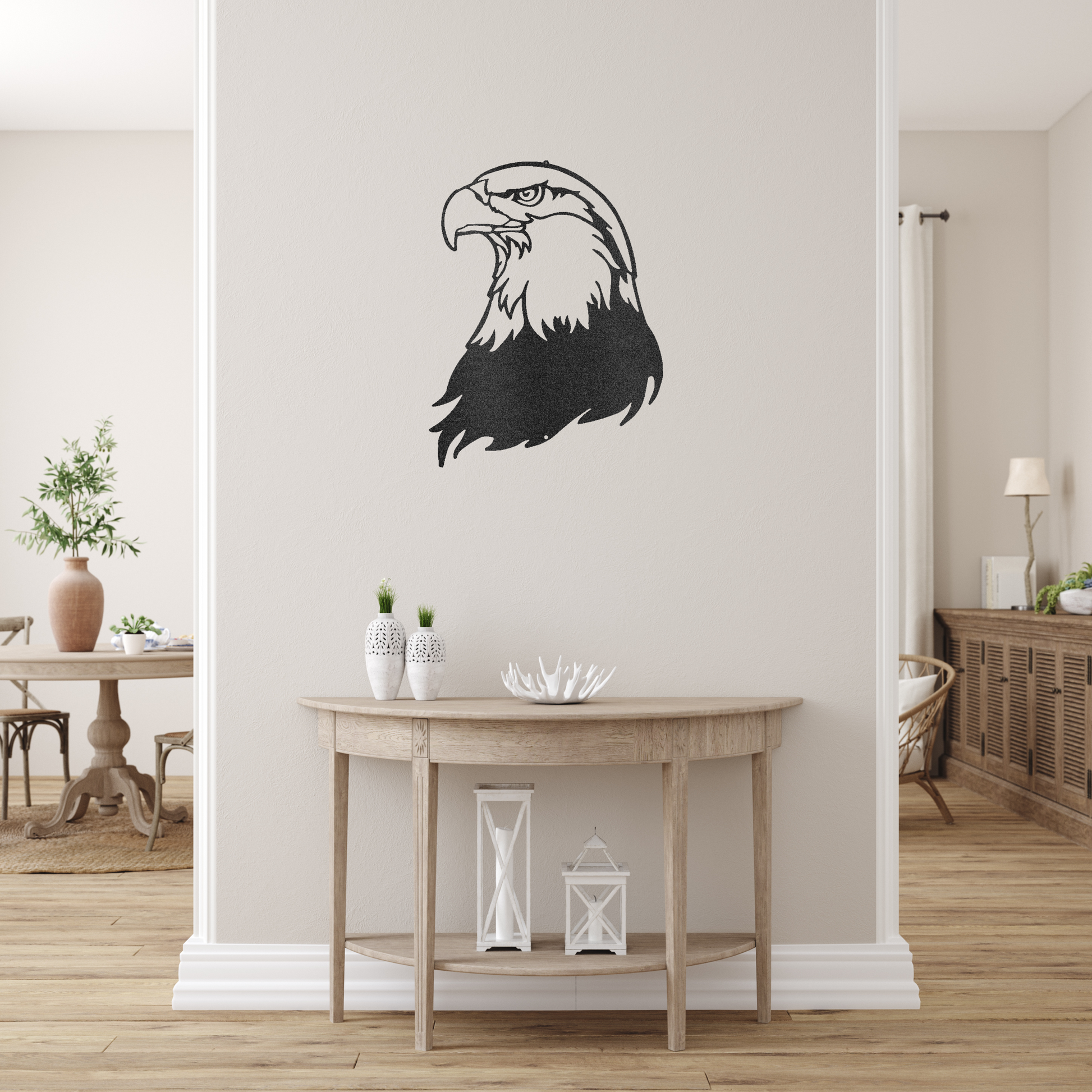 Bald Eagle Head Custom Made Metal Signs - Black Patriotic and Majestic Bald Eagle Metal Art | Home Accent Studio