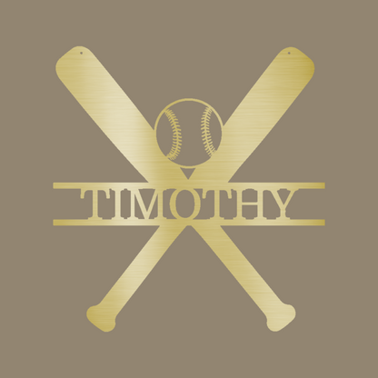 Batter Up Custom Made Metal Signs - Baseball Gold Metal Wall Art Decor | Home Accent Studio