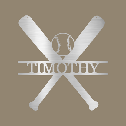 Batter Up Custom Made Metal Signs - Baseball Silver Metal Wall Art Decor | Home Accent Studio