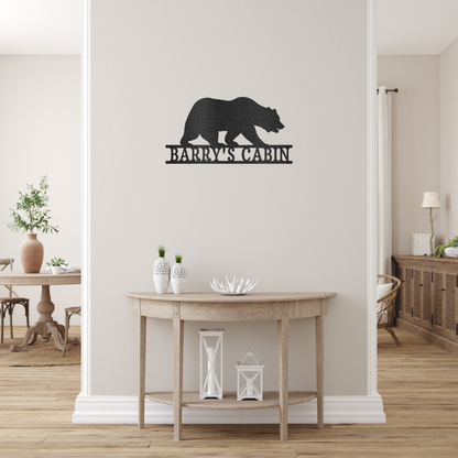 Bear Monogram Custom Made Metal Signs - Wildlife Black Metal Wall Art Decor | Home Accent Studio