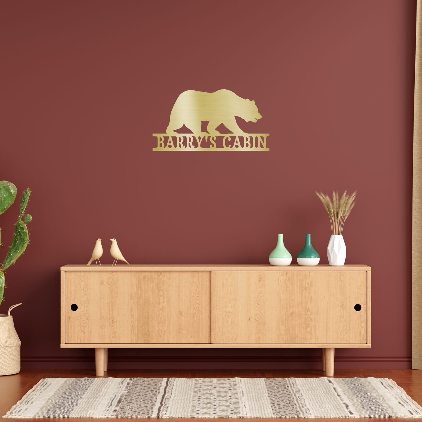 Bear Monogram Custom Made Metal Signs - Wildlife Gold Metal Wall Art Decor | Home Accent Studio