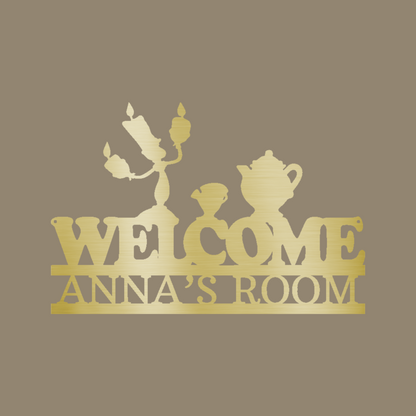 Be Our Guest Monogram Custom Made Metal Signs - Disney Gold Metal Wall Art Decor | Home Accent Studio