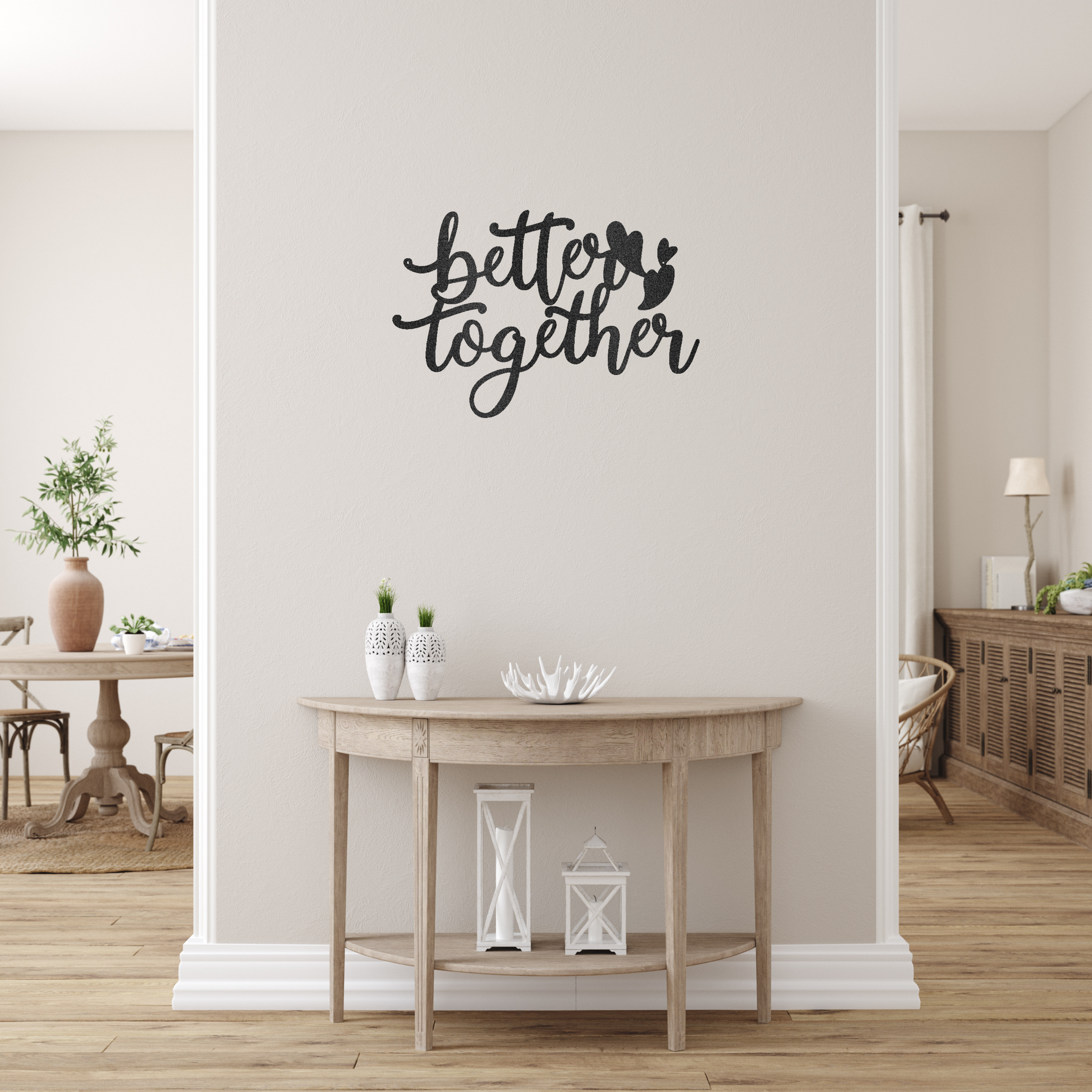 Better Together Script Custom Made Metal Signs - Black Scripted Metal Wall Art Decor | Home Accent Studio