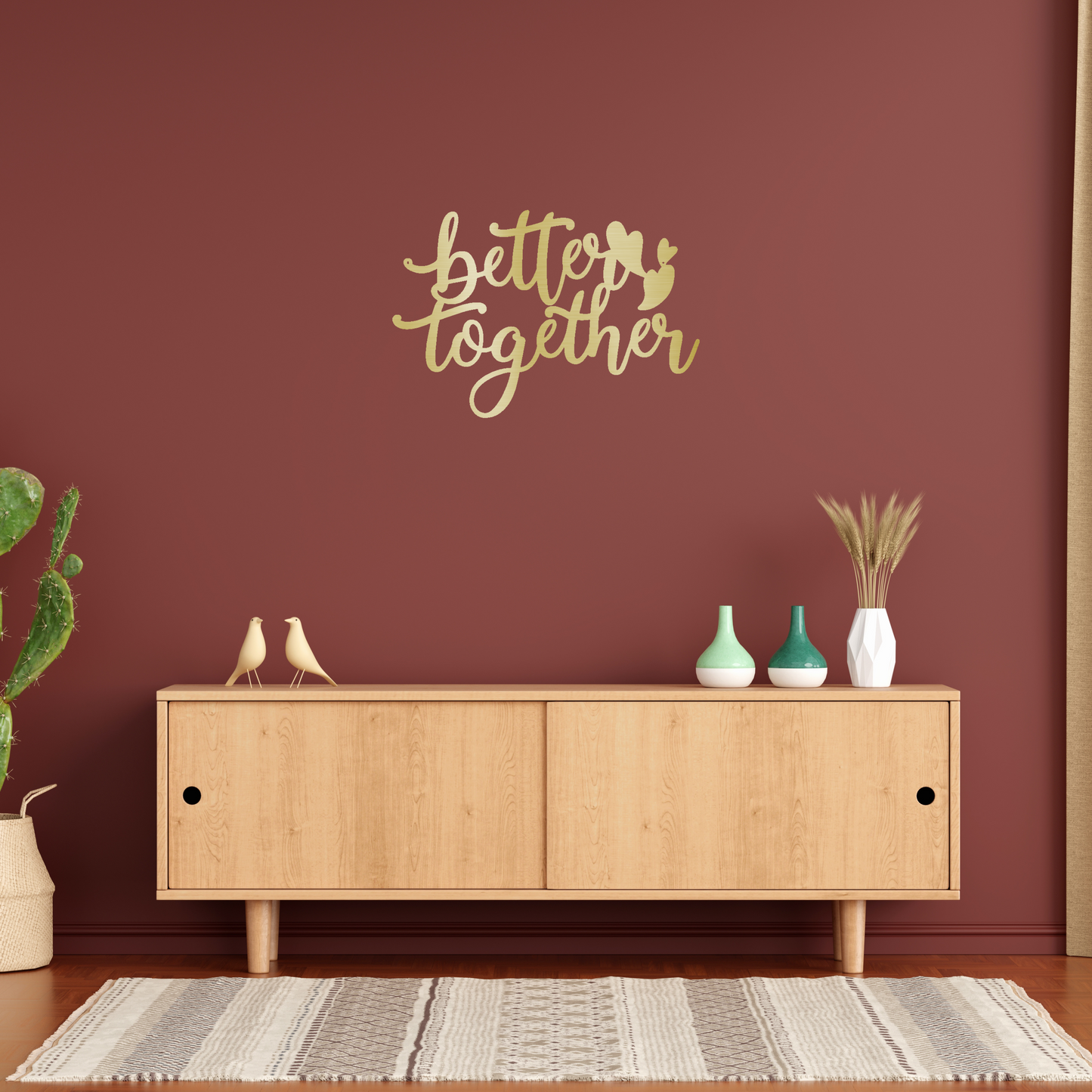 Better Together Script Custom Made Metal Signs - Gold Scripted Metal Wall Art Decor | Home Accent Studio