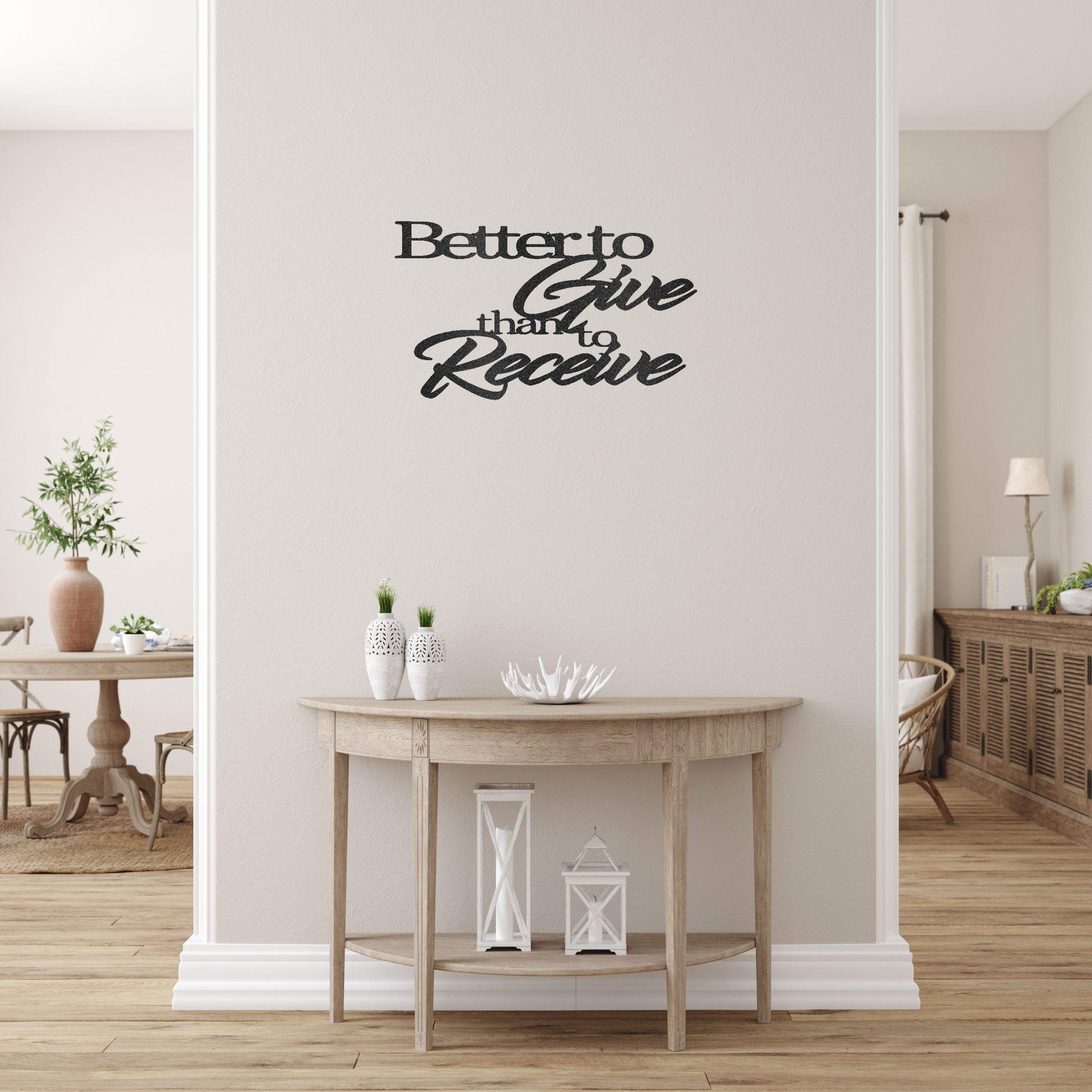 Better to Give Quote Custom Made Metal Signs - Script Black Metal Wall Art Decor | Home Accent Studio