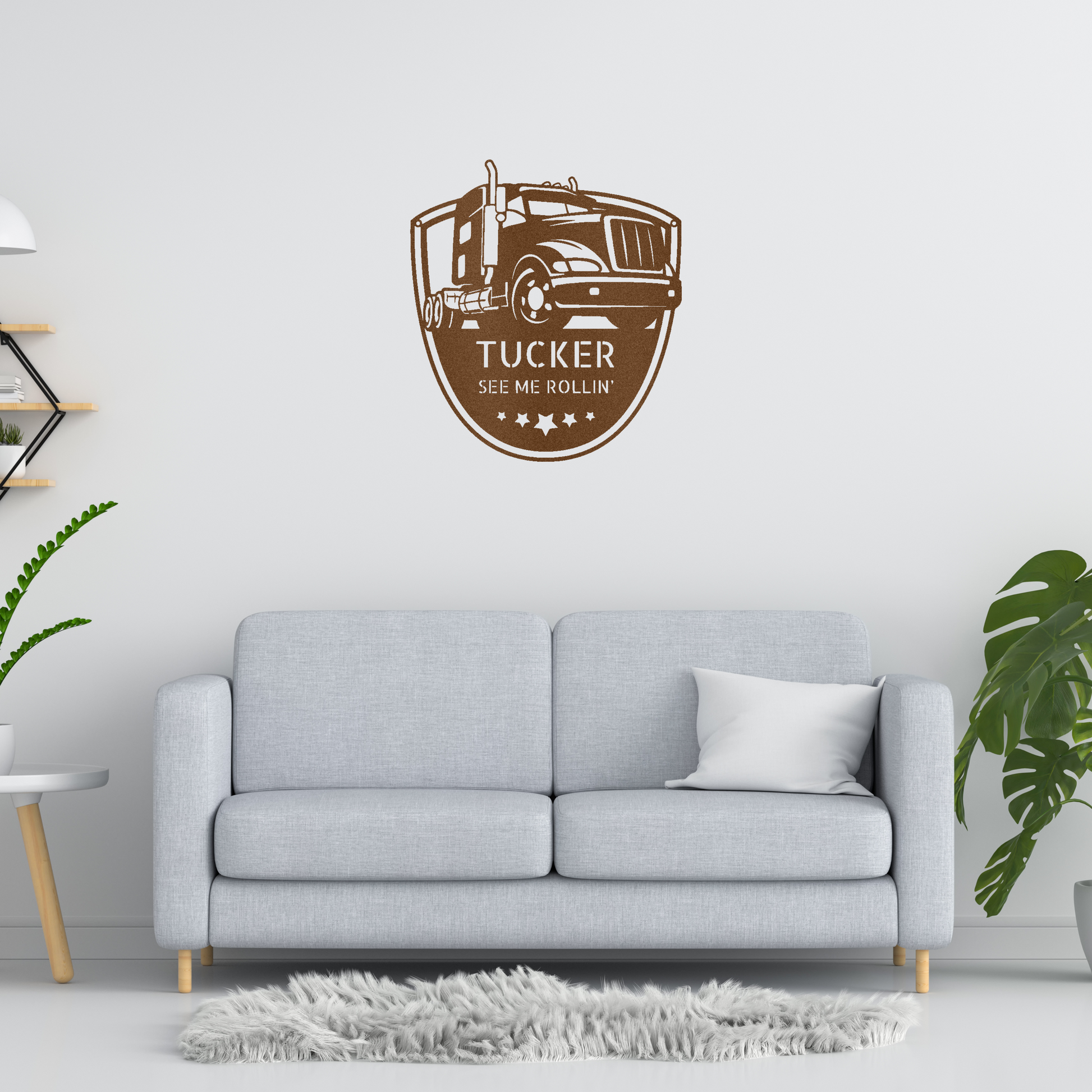 Big Rig Truck Monogram Custom Made Metal Signs - Trucker Copper Metal Wall Art Decor | Home Accent Studio