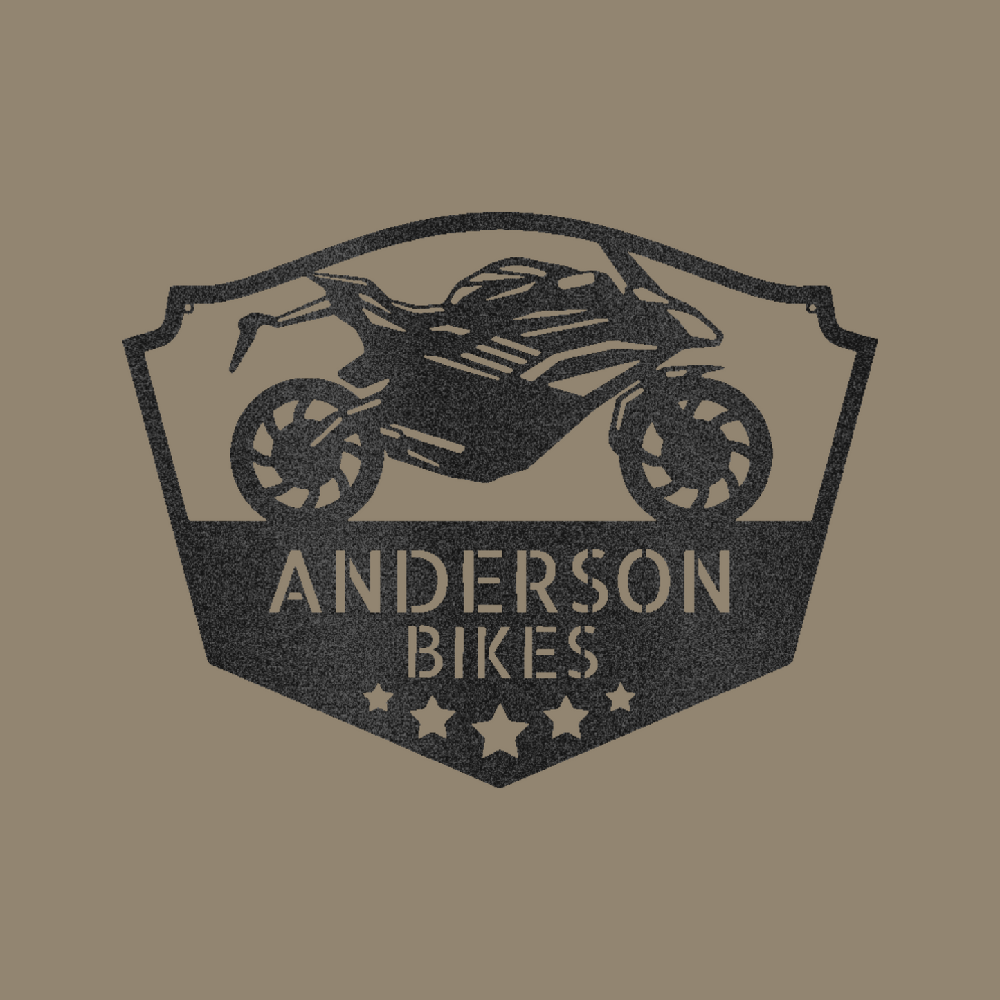 Bike Shop Monogram Custom Made Metal Signs - Motorcycle Black Metal Wall Art Decor | Home Accent Studio