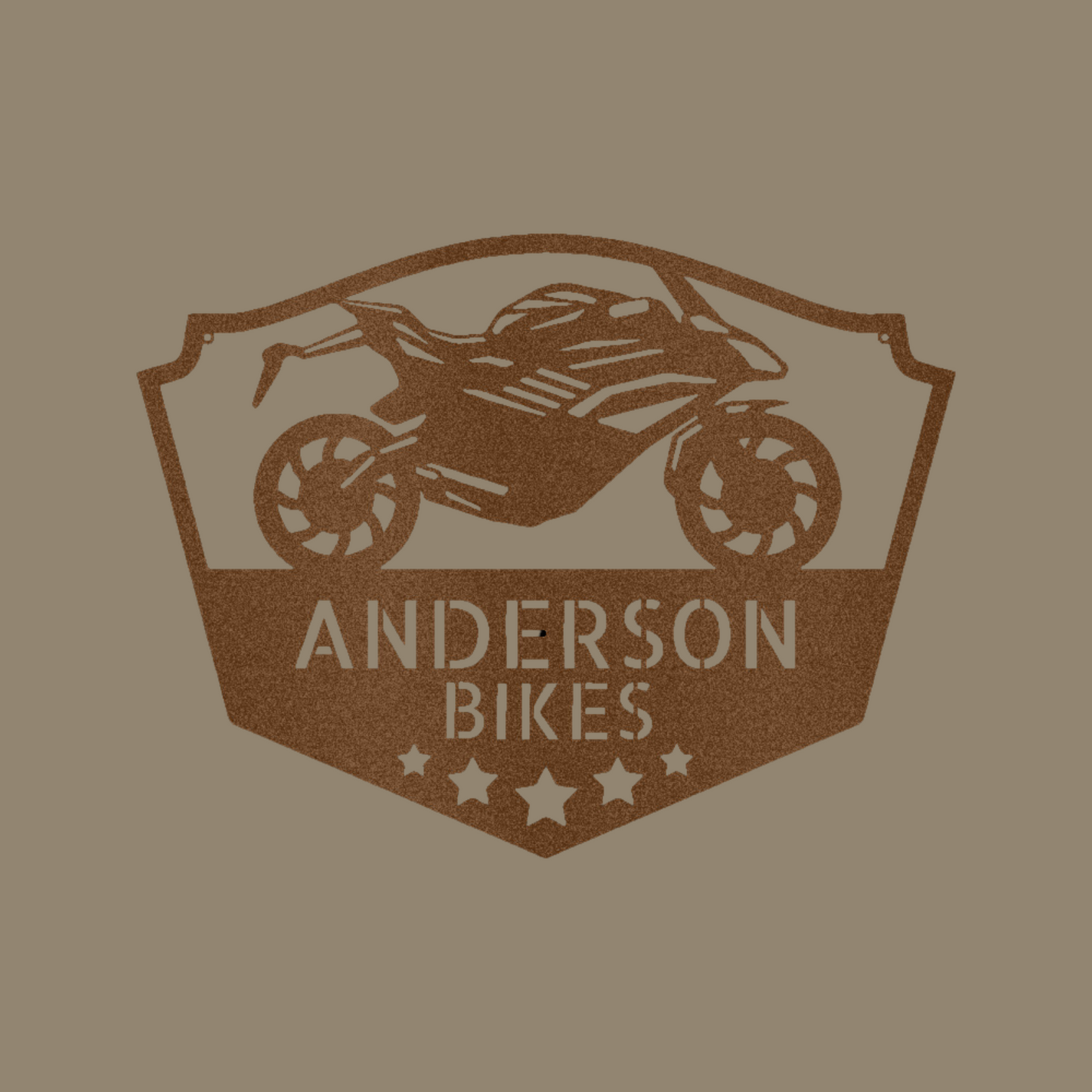 Bike Shop Monogram Custom Made Metal Signs - Motorcycle Copper Metal Wall Art Decor | Home Accent Studio