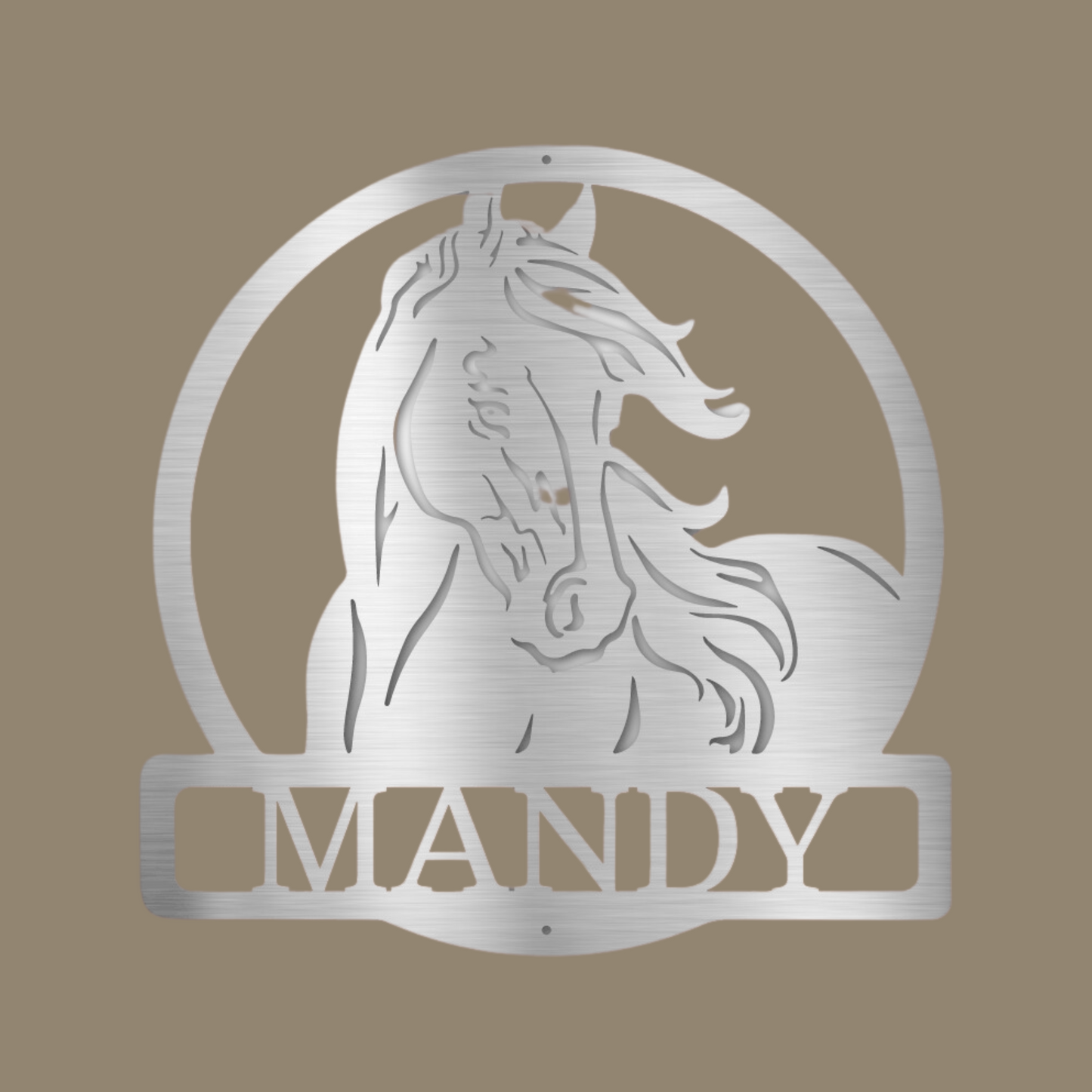 Personalized Metal Wall Decor - 'Black Stallion' Silver Monogram | Home Accent Studio