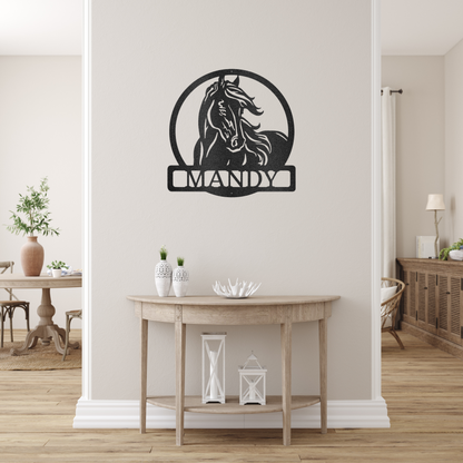 Personalized Metal Wall Decor - 'Black Stallion' Black Monogram | Home Accent Studio