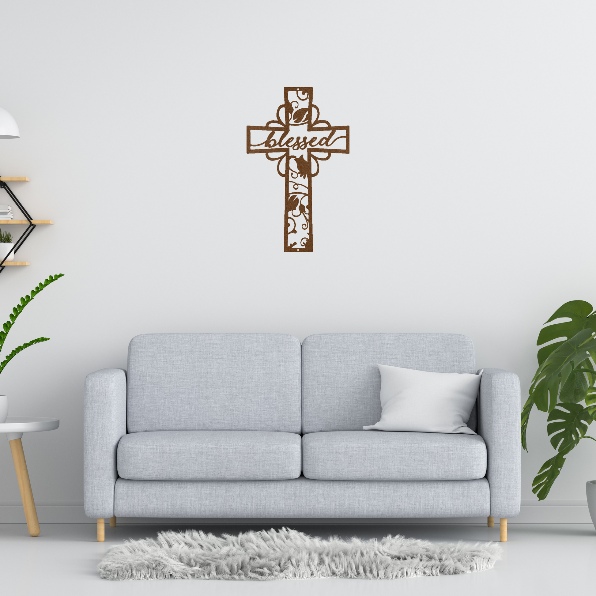 Blessed Cross Custom Made Metal Signs - Christian Copper Metal Wall Art Decor | Home Accent Studio