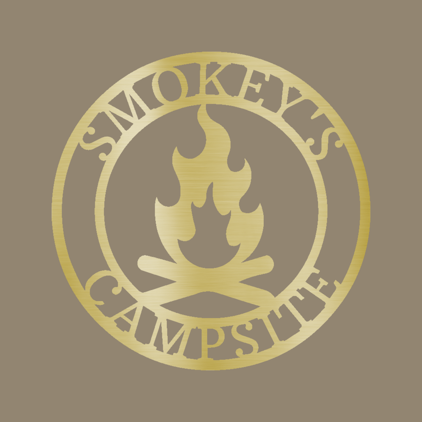 Campfire Monogram Custom Made Metal Signs - Outdoor Gold Metal Art Decor | Home Accent Studio