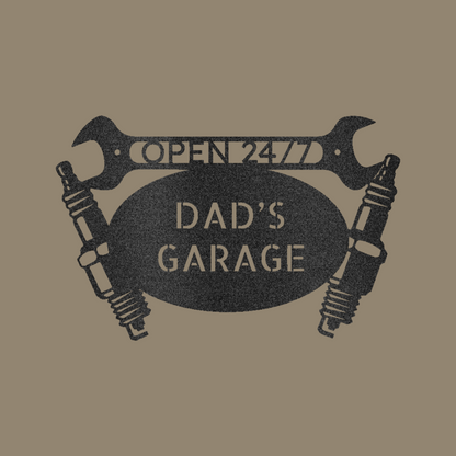 Car Garage Monogram Custom Made Metal Signs - Automotive Black Metal Wall Art Decor | Home Accent Studio