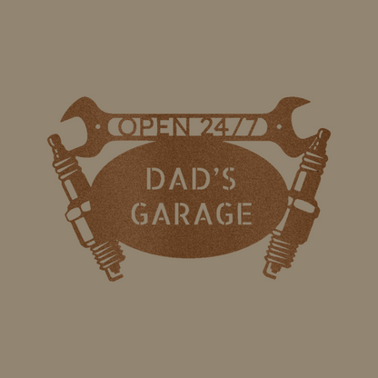 Car Garage Monogram Custom Made Metal Signs - Automotive Copper Metal Wall Art Decor | Home Accent Studio