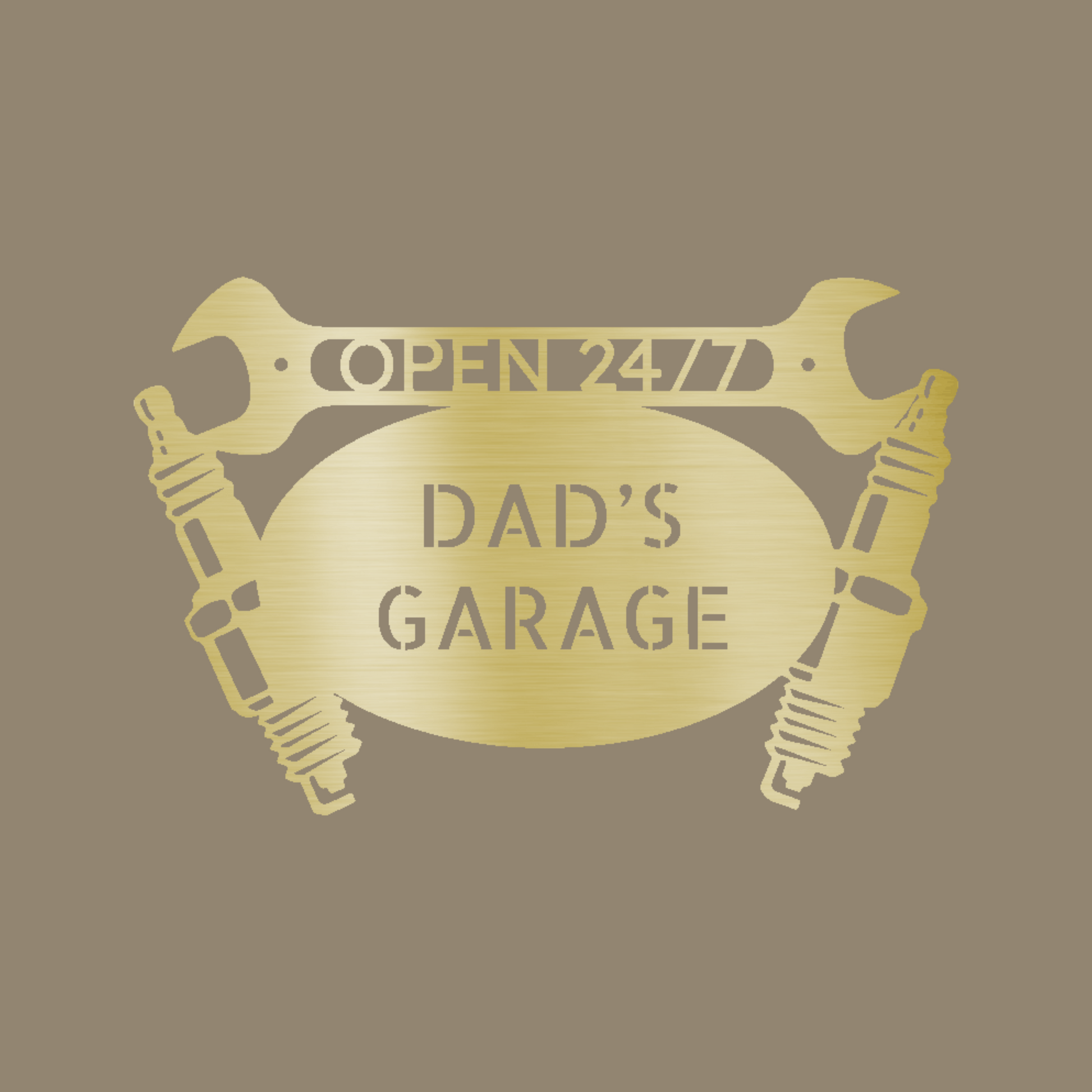 Car Garage Monogram Custom Made Metal Signs - Automotive Gold Metal Wall Art Decor | Home Accent Studio