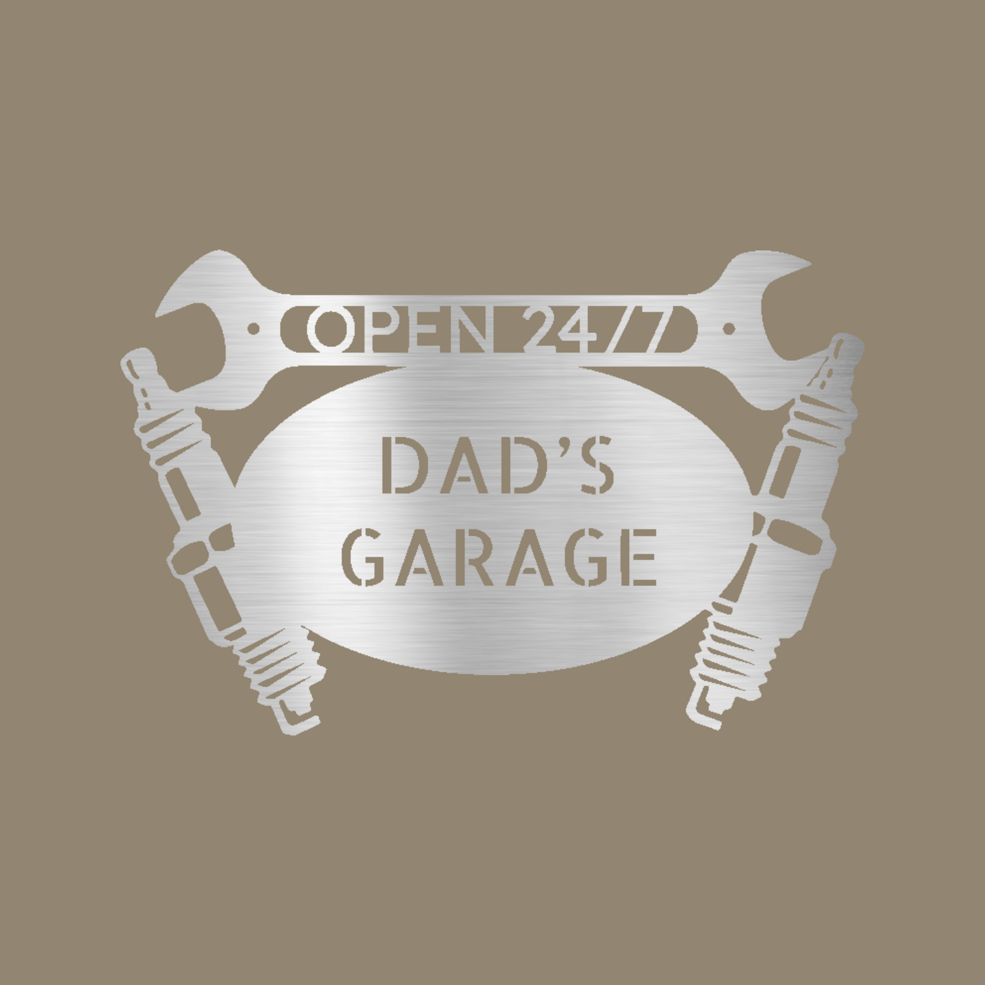 Car Garage Monogram Custom Made Metal Signs - Automotive Silver Metal Wall Art Decor | Home Accent Studio