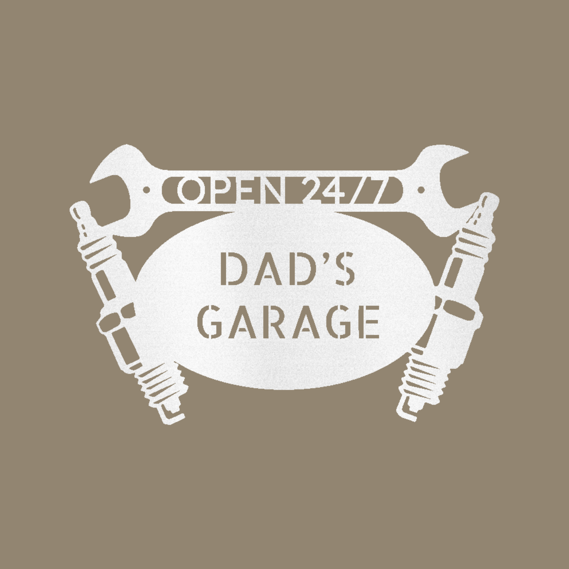 Car Garage Monogram Custom Made Metal Signs - Automotive White Metal Wall Art Decor | Home Accent Studio