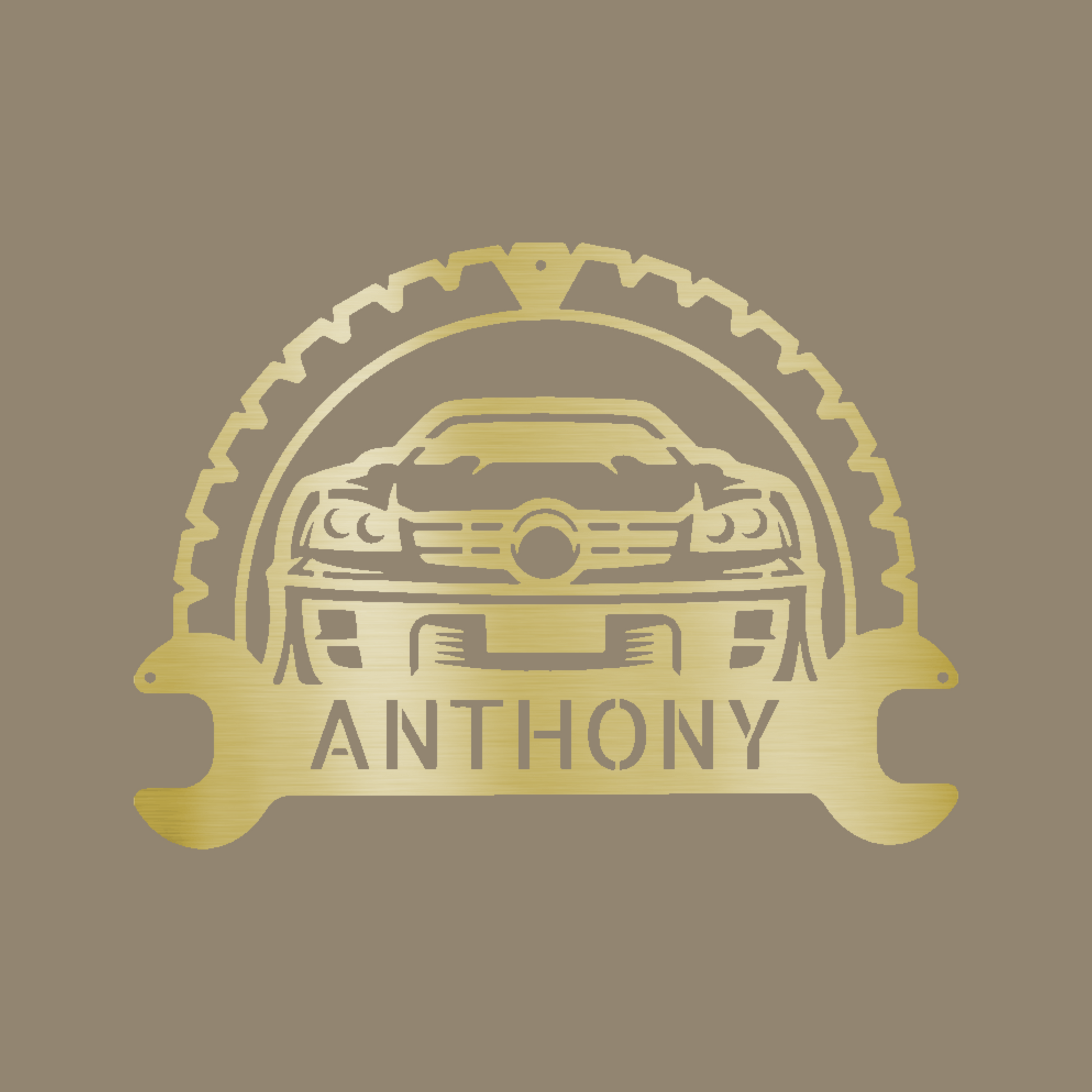 Car Monogram Custom Made Metal Signs - Automotive Gold Metal Wall Art Decor | Home Accent Studio