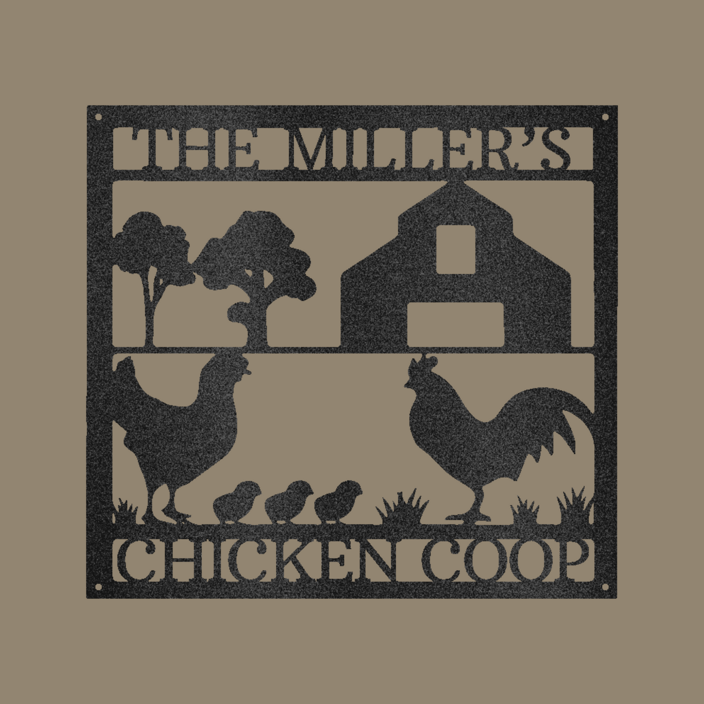 Chicken Coop Monogram Custom Made Metal Signs - Farm Life Black Metal Wall Art Decor | Home Accent Studio