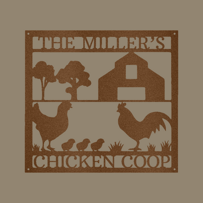 Chicken Coop Monogram Custom Made Metal Signs - Farm Life Copper Metal Wall Art Decor | Home Accent Studio