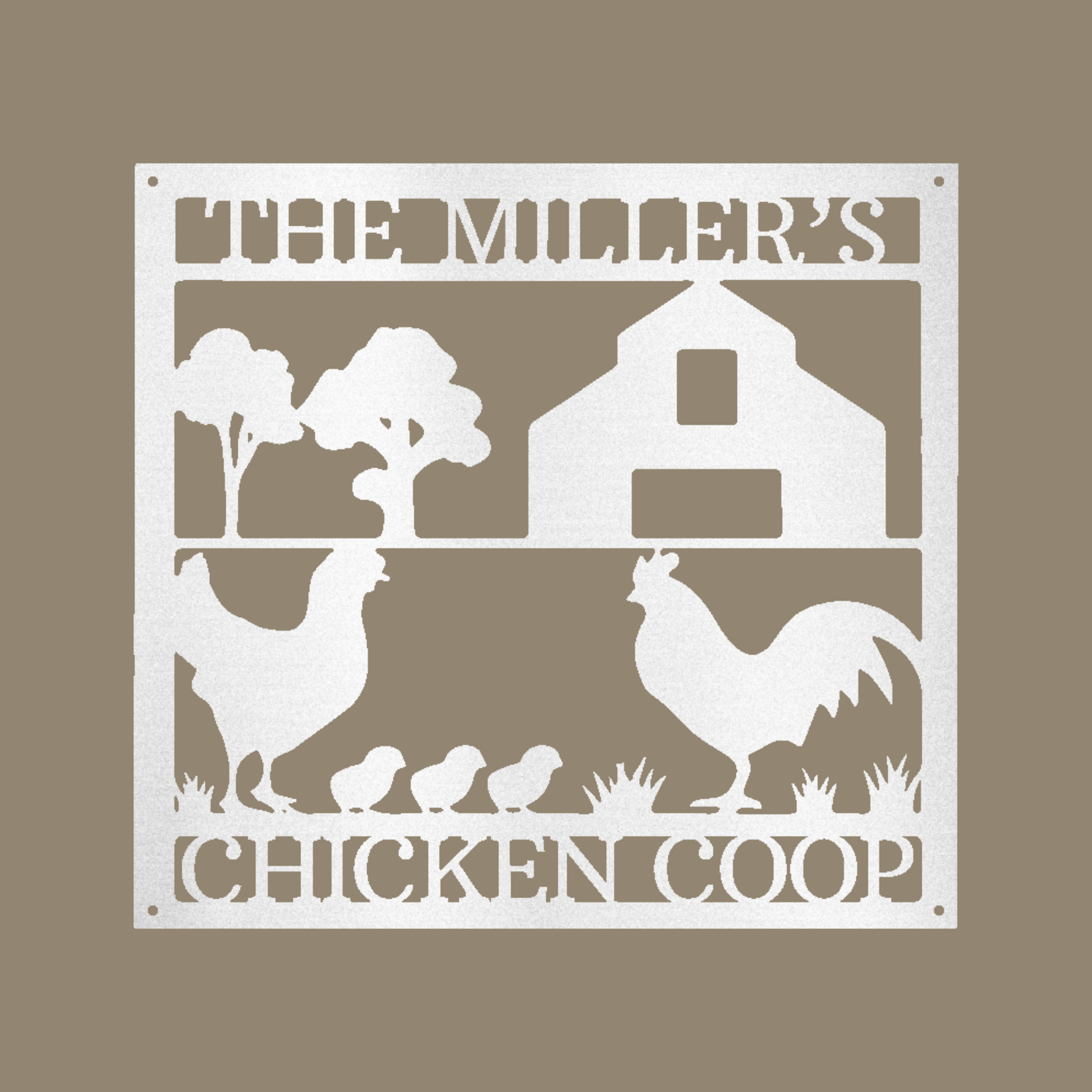 Chicken Coop Monogram Custom Made Metal Signs - Farm Life White Metal Wall Art Decor | Home Accent Studio